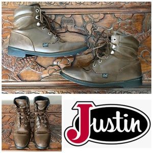 Women’s Justin Boots Basics Ankle Lace Up Western Brown Leather Boots